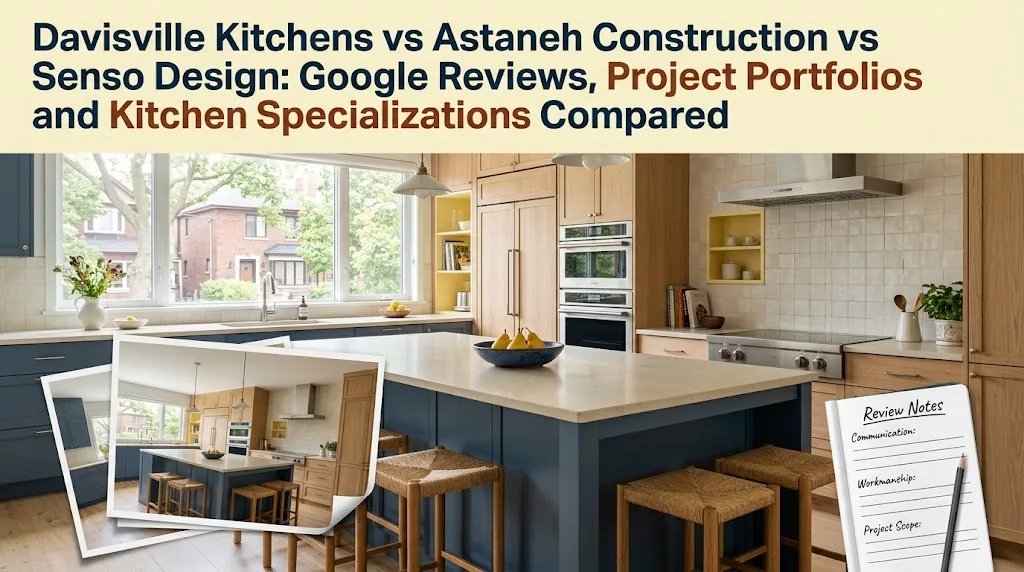 Davisville Kitchens vs Astaneh Construction vs Senso Design: Google Reviews, Project Portfolios and Kitchen Specializations Compared